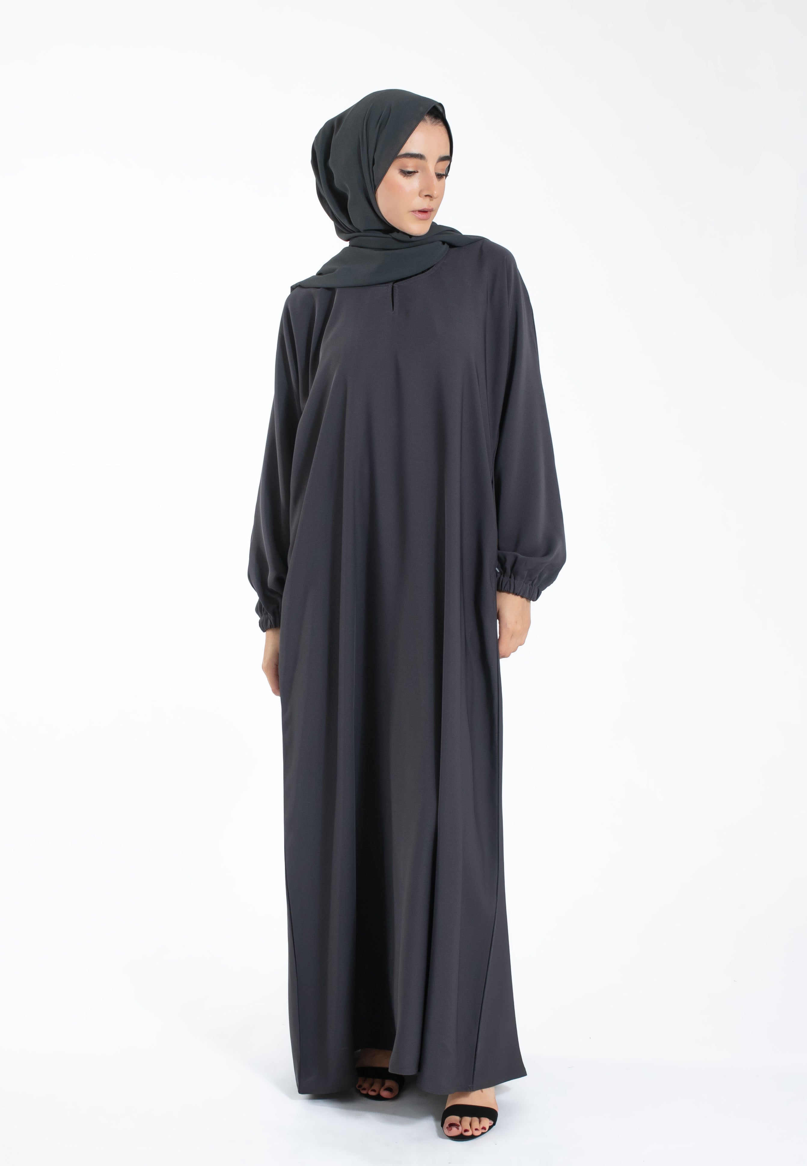 Closed Plain Grey Abaya