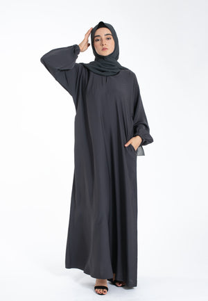 Dark Grey Abaya with Pockets