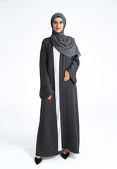 Dark Grey Open Abaya