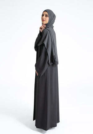 Charcoal Grey Open Abaya