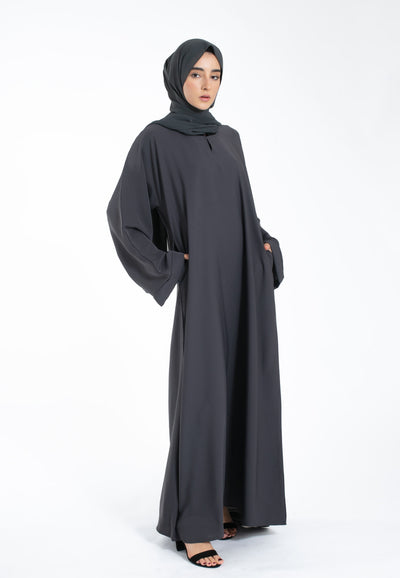 Charcoal Grey Plain Abaya