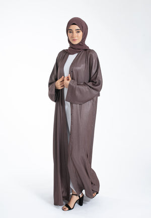 Cherry Truffle Shimmer Open Abaya