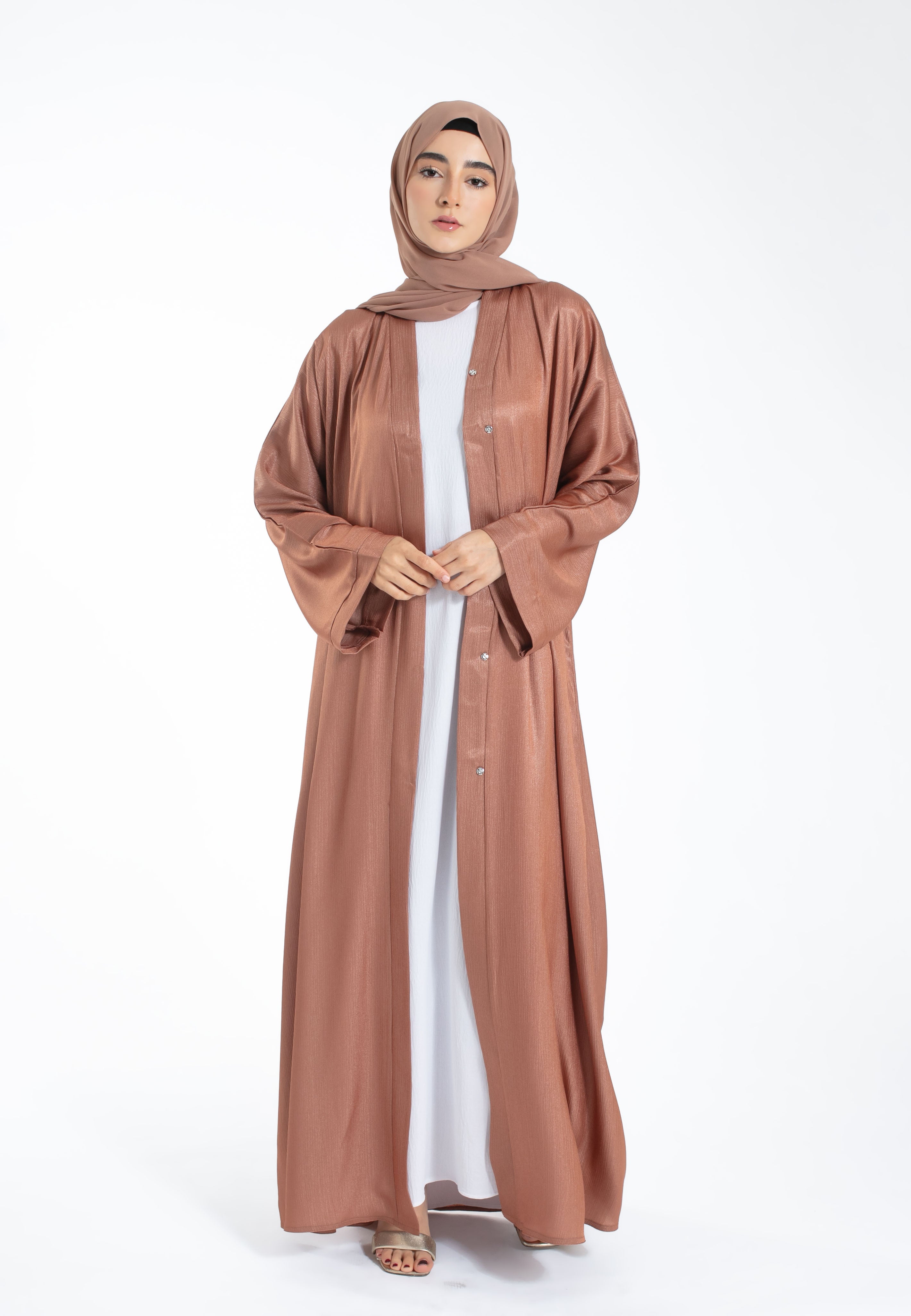 Plain Open Abaya - Copper