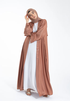 Luxury Plain Open Abaya - Copper