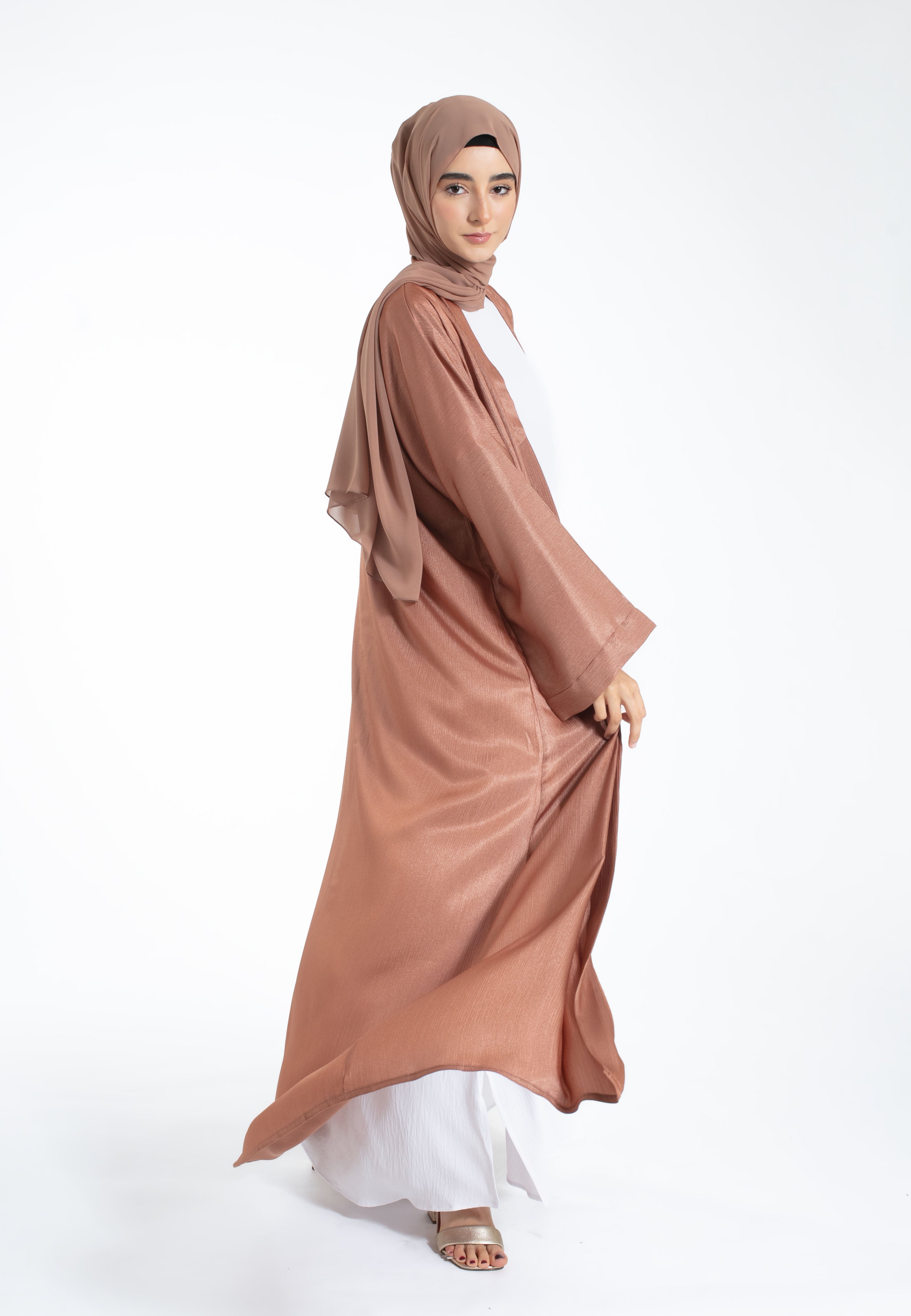 Luxury Open Abaya in Copper