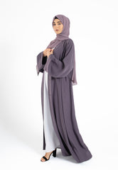 Deep Lilac Plain Open Abaya