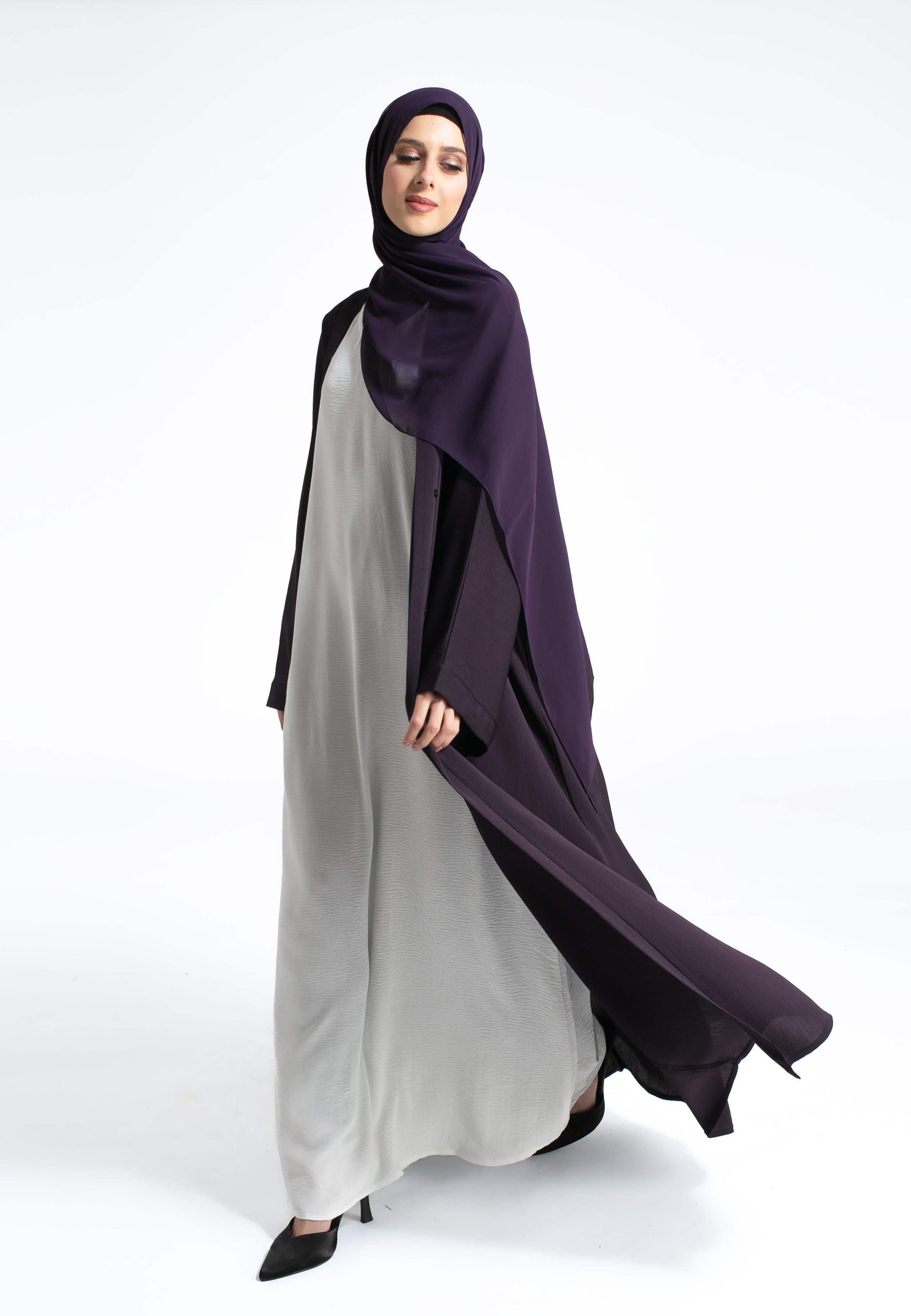 Purple Open Abaya