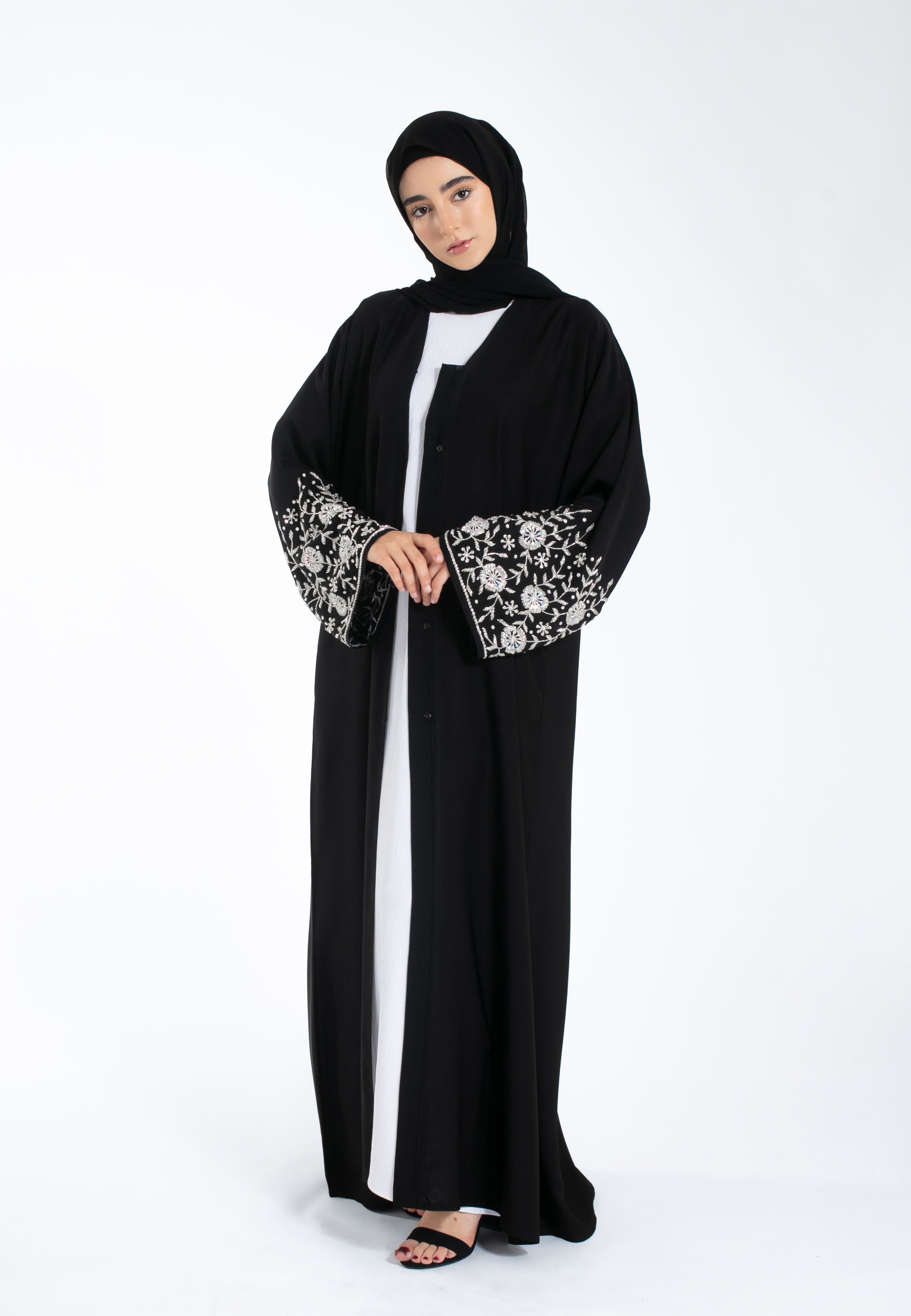 Bloom Embellished Open Abaya