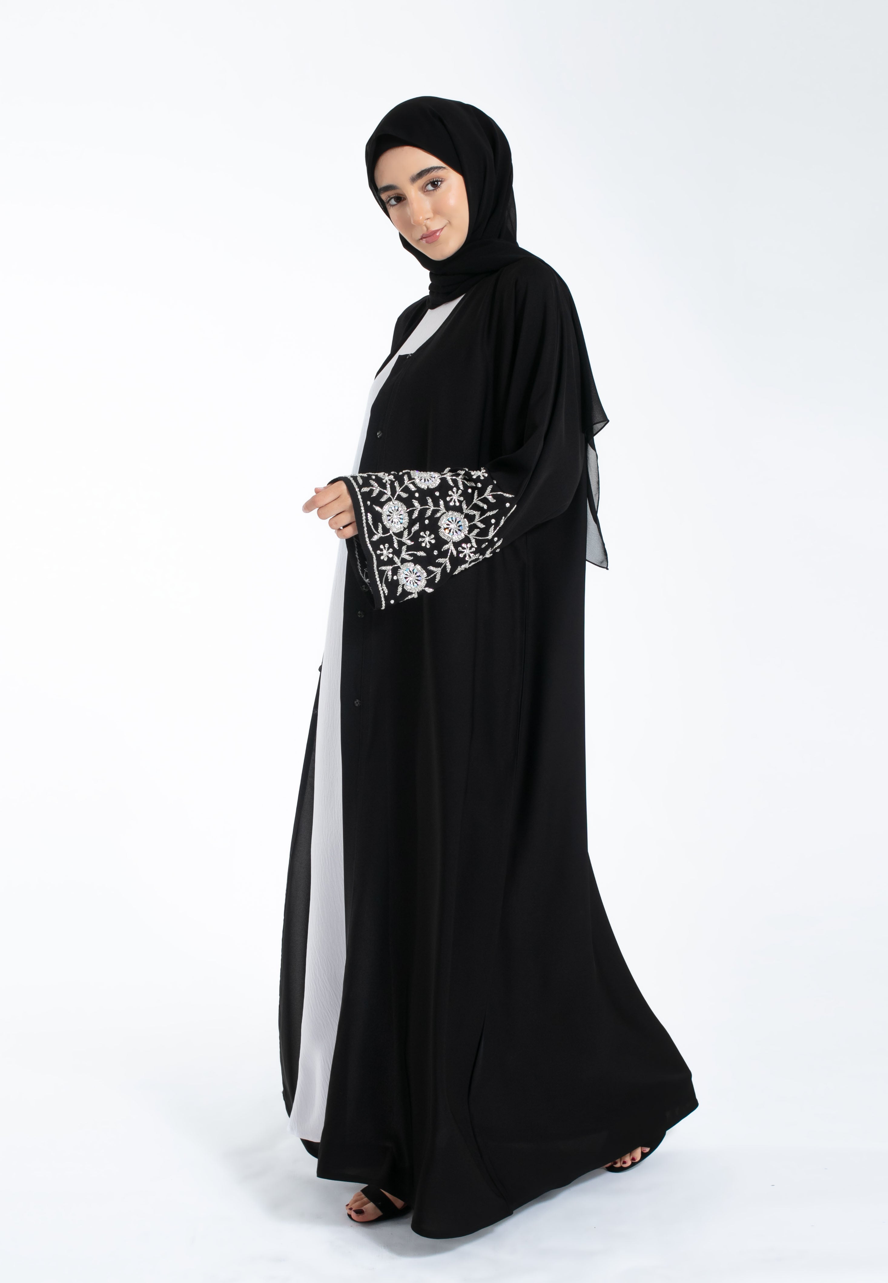 Bloom Embellished Open Abaya