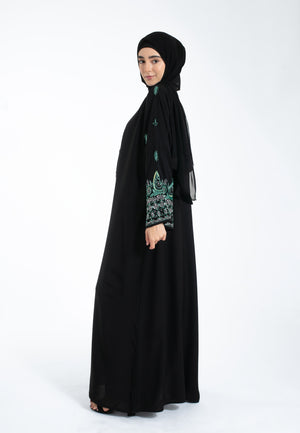 Emerald Khaleeji Embellished Open Abaya