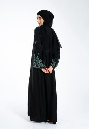 Emerald Khaleeji Embellished Open Abaya