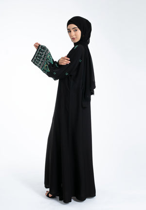 Emerald Khaleeji Embellished Open Abaya