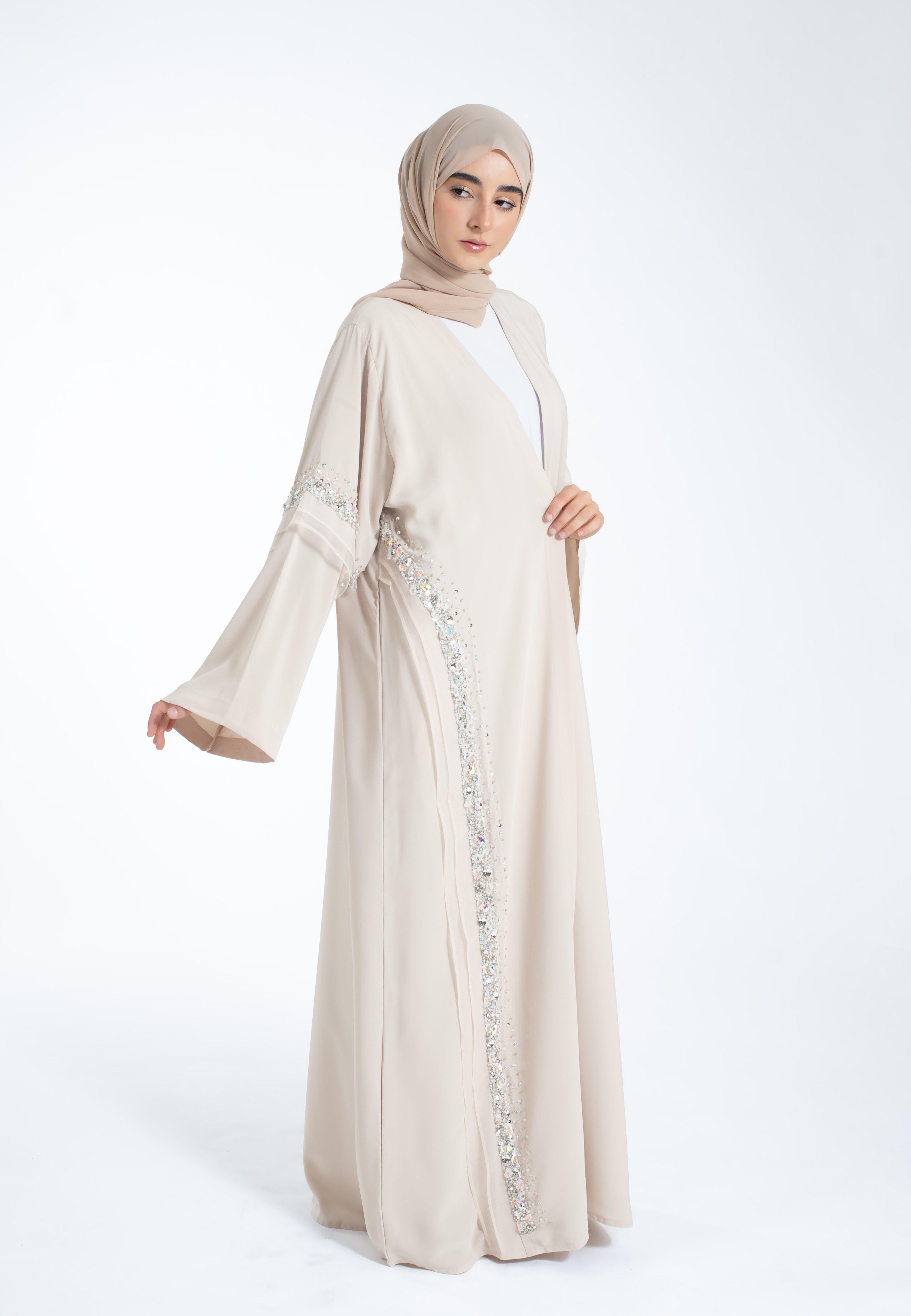 Luxury-Organza-Detailed-Beige-Abaya