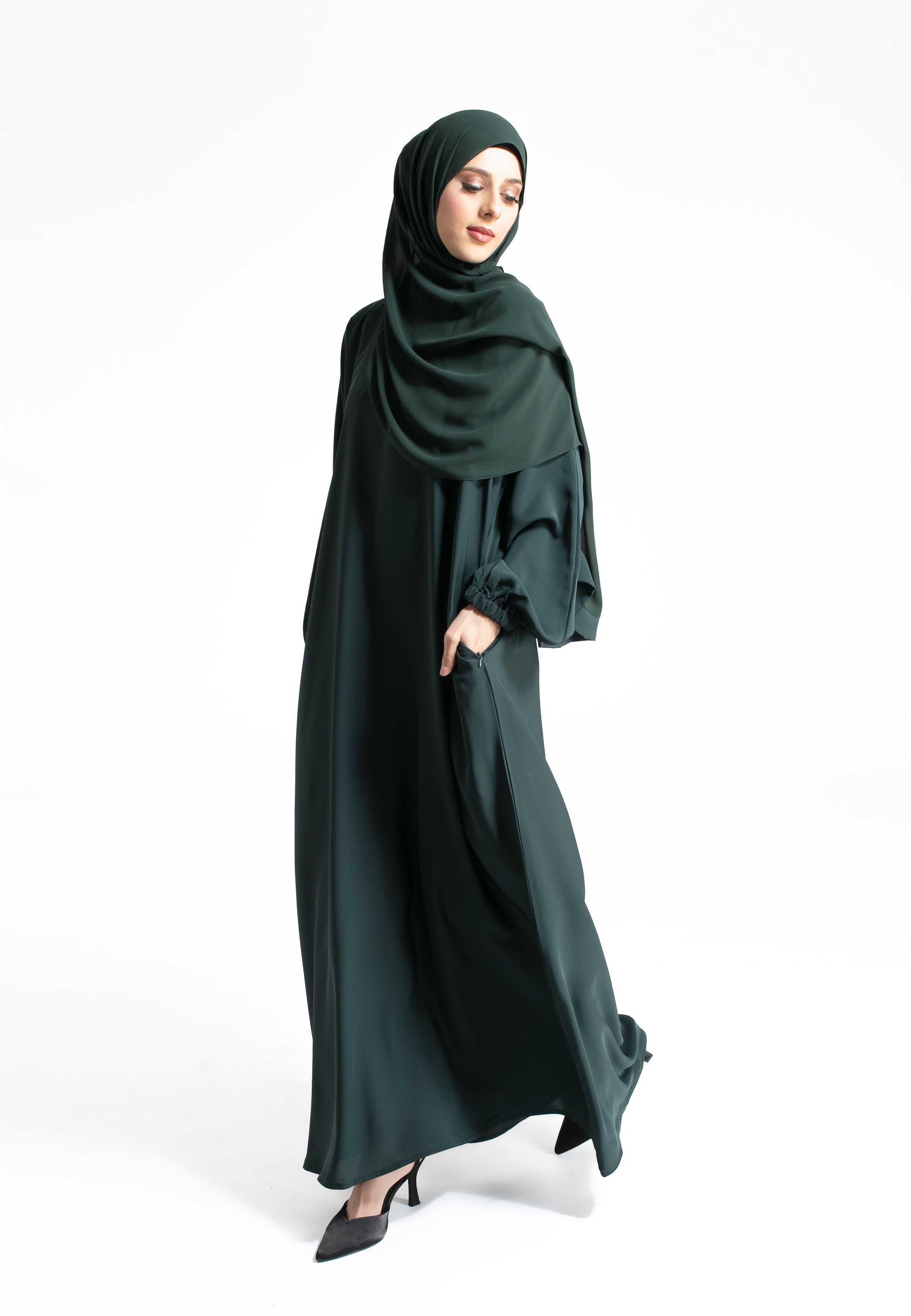 Plain-Forest-Green-Pocket-Abaya