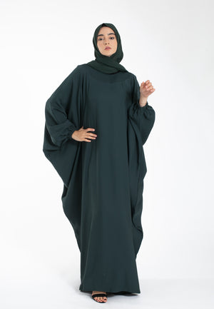 Plain Forest Green Farasha Abaya