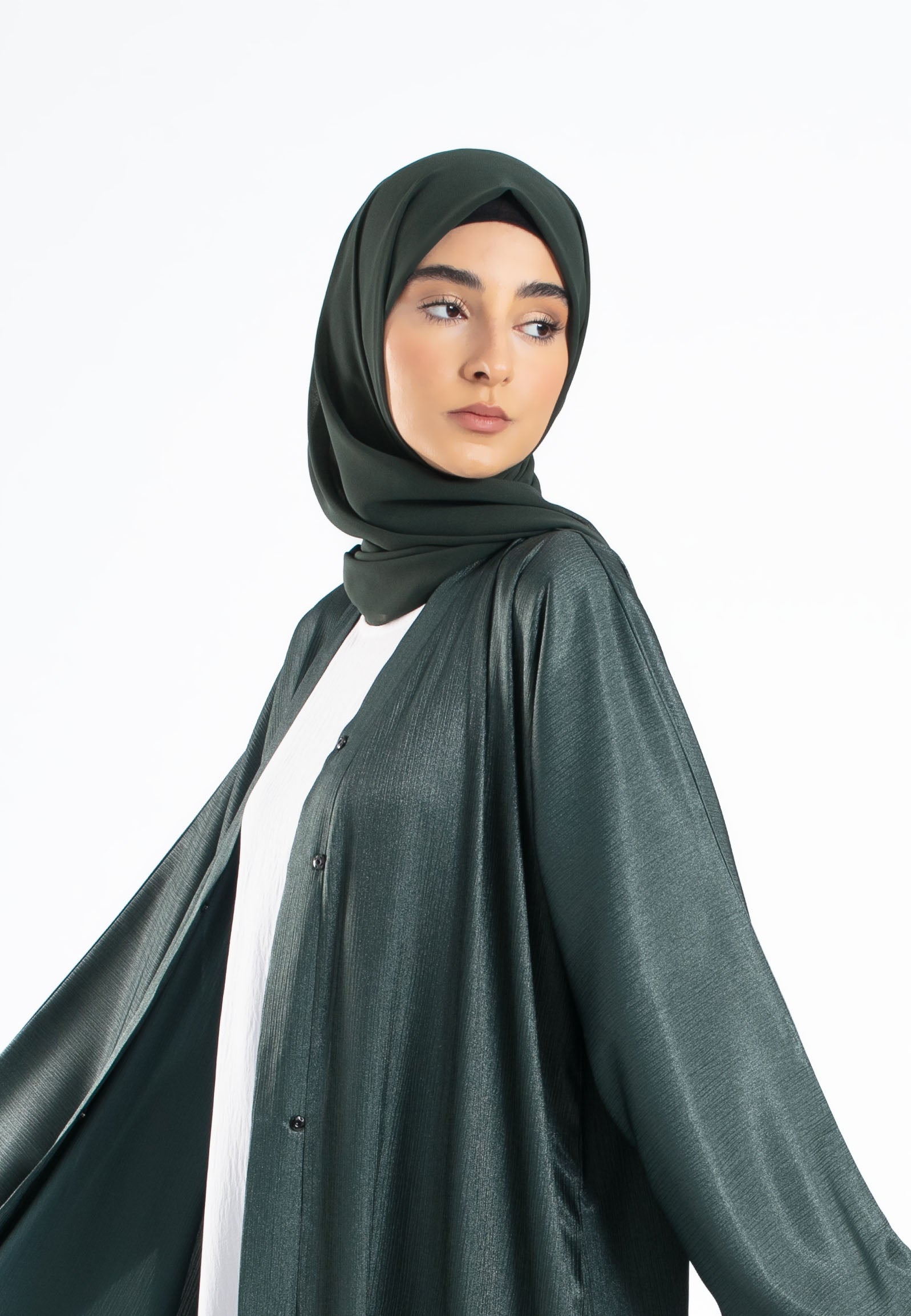 Forest Green Shimmer Abaya