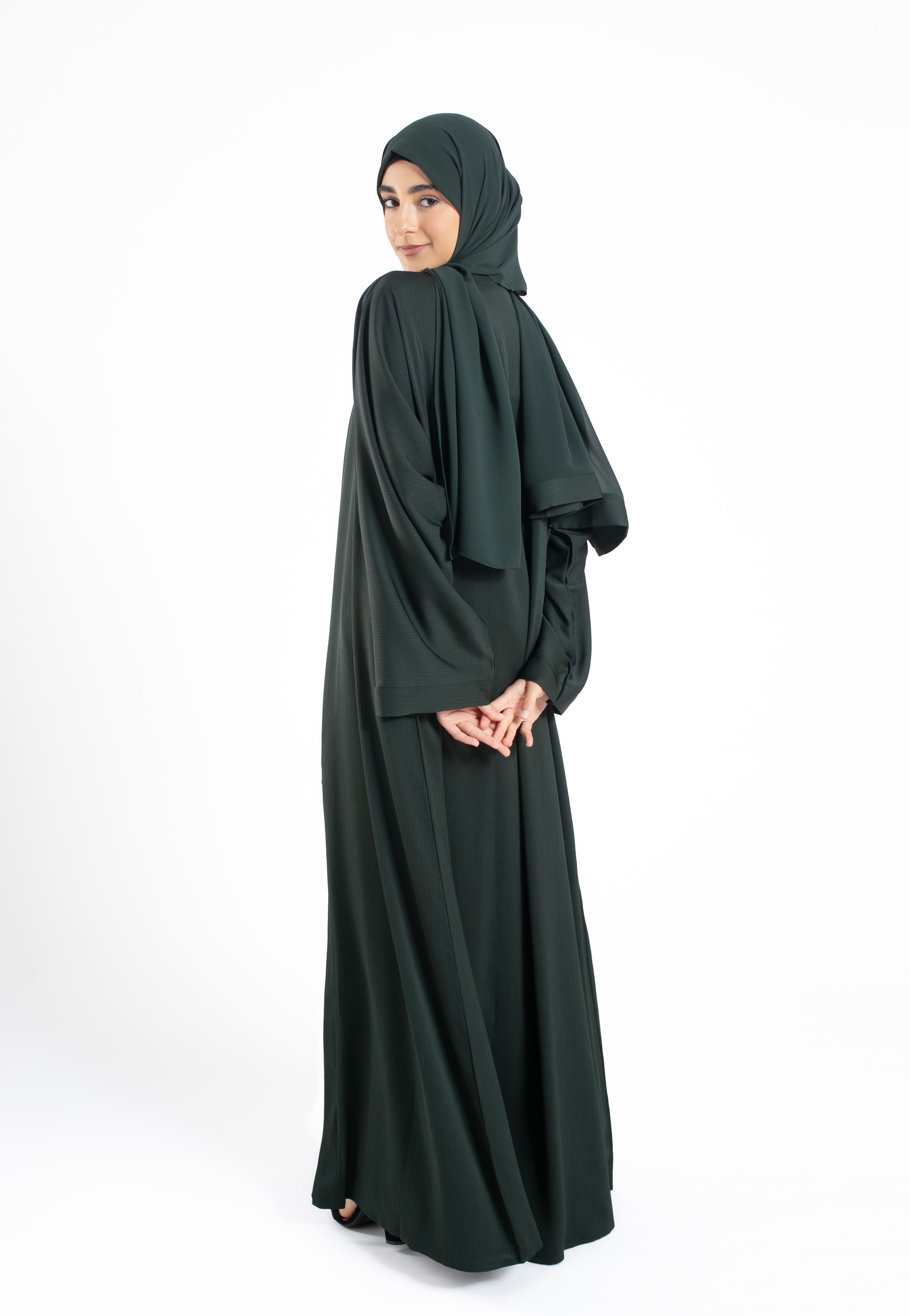 Forest Green Open Abaya