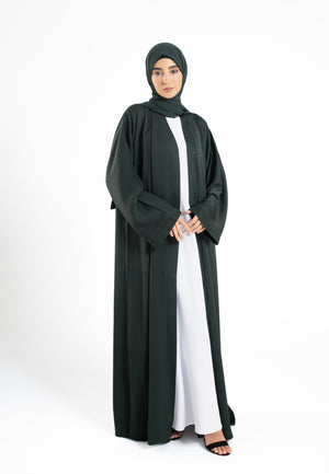 Forest Green Open Abaya