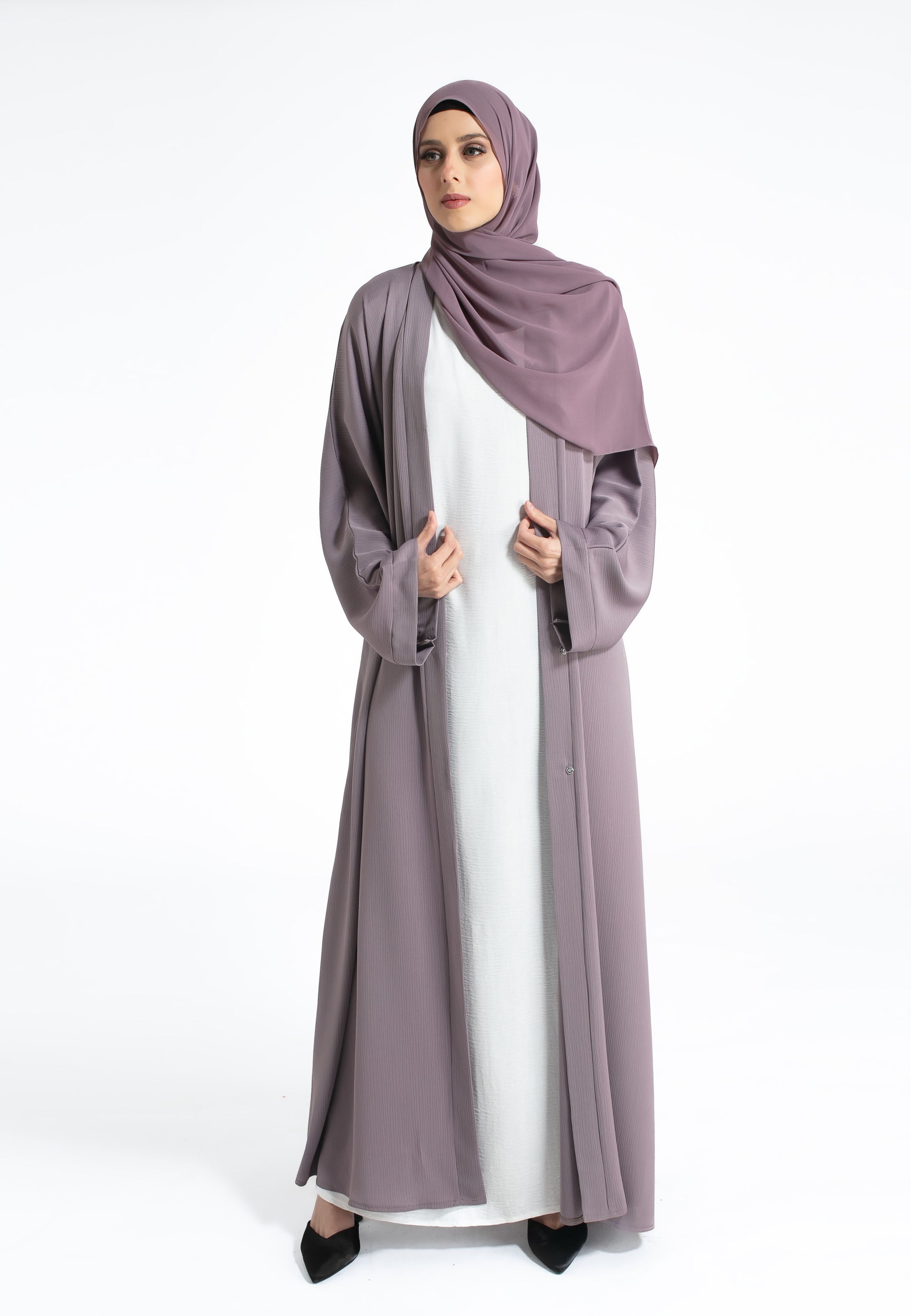 Lilac Abaya With Hijab