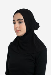 Black Full Coverage Hijab Cap - Side