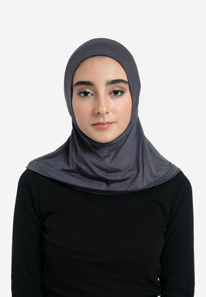 Charcoal Full Coverage Hijab Cap - Front