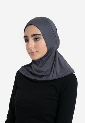 Charcoal Full Coverage Hijab Cap - Side