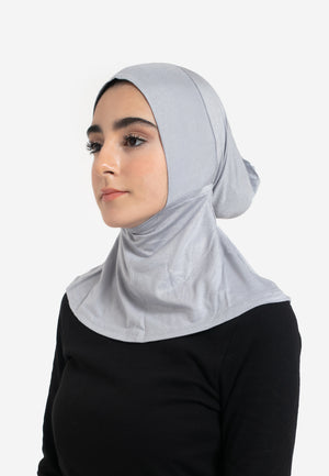 Grey Full Coverage Hijab Cap - Side