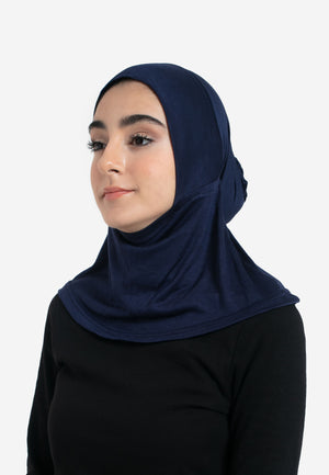 Navy Full Coverage Hijab Cap - Side