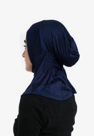 Navy Full Coverage Hijab Cap - Back