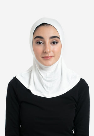 Off-White Full Coverage Hijab Cap -Front