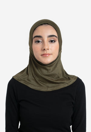 Olive Full Coverage Hijab Cap - Front