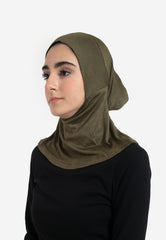 Olive Full Coverage Hijab Cap - Side