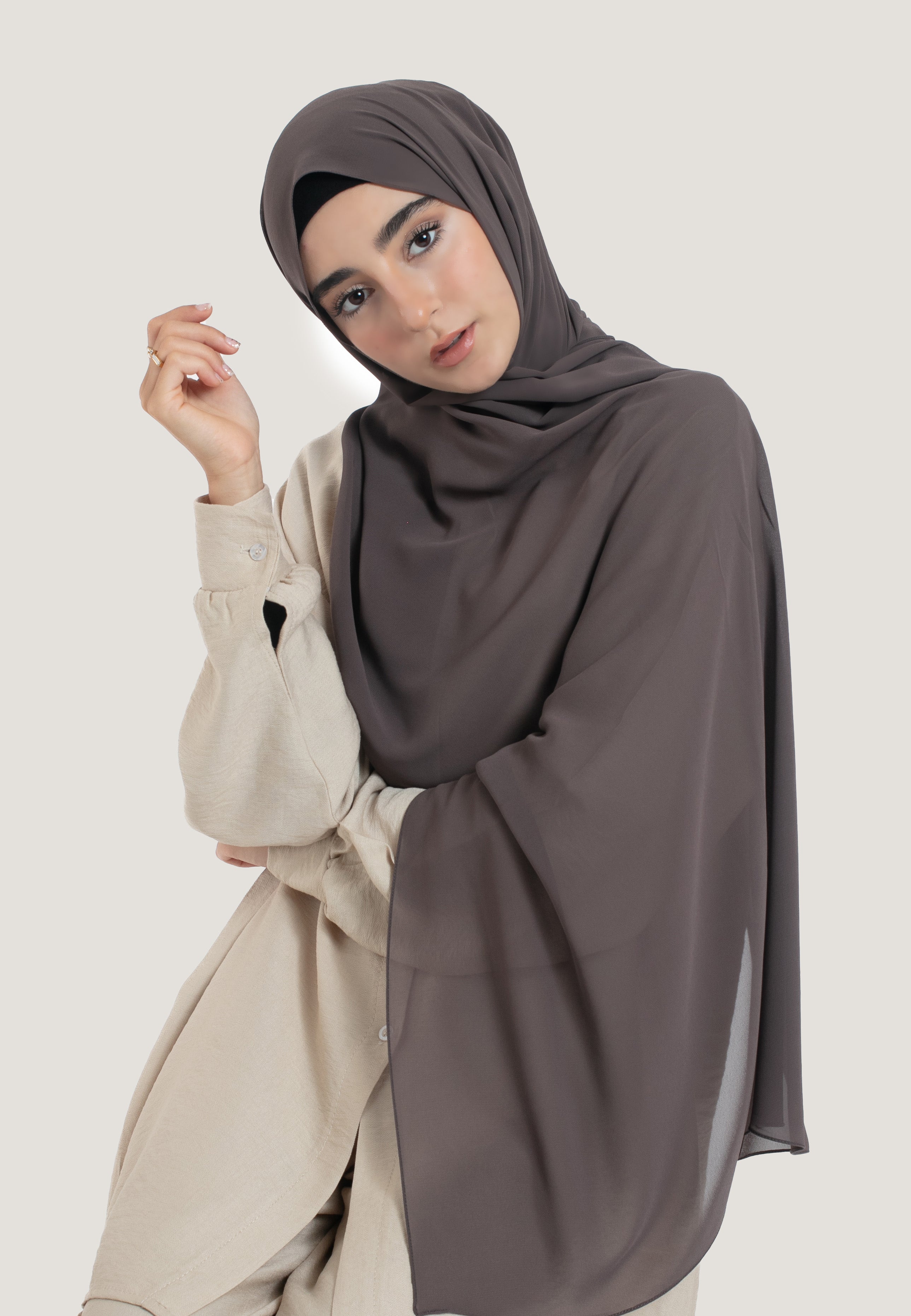 Graphite Crepe Chiffon Hijab