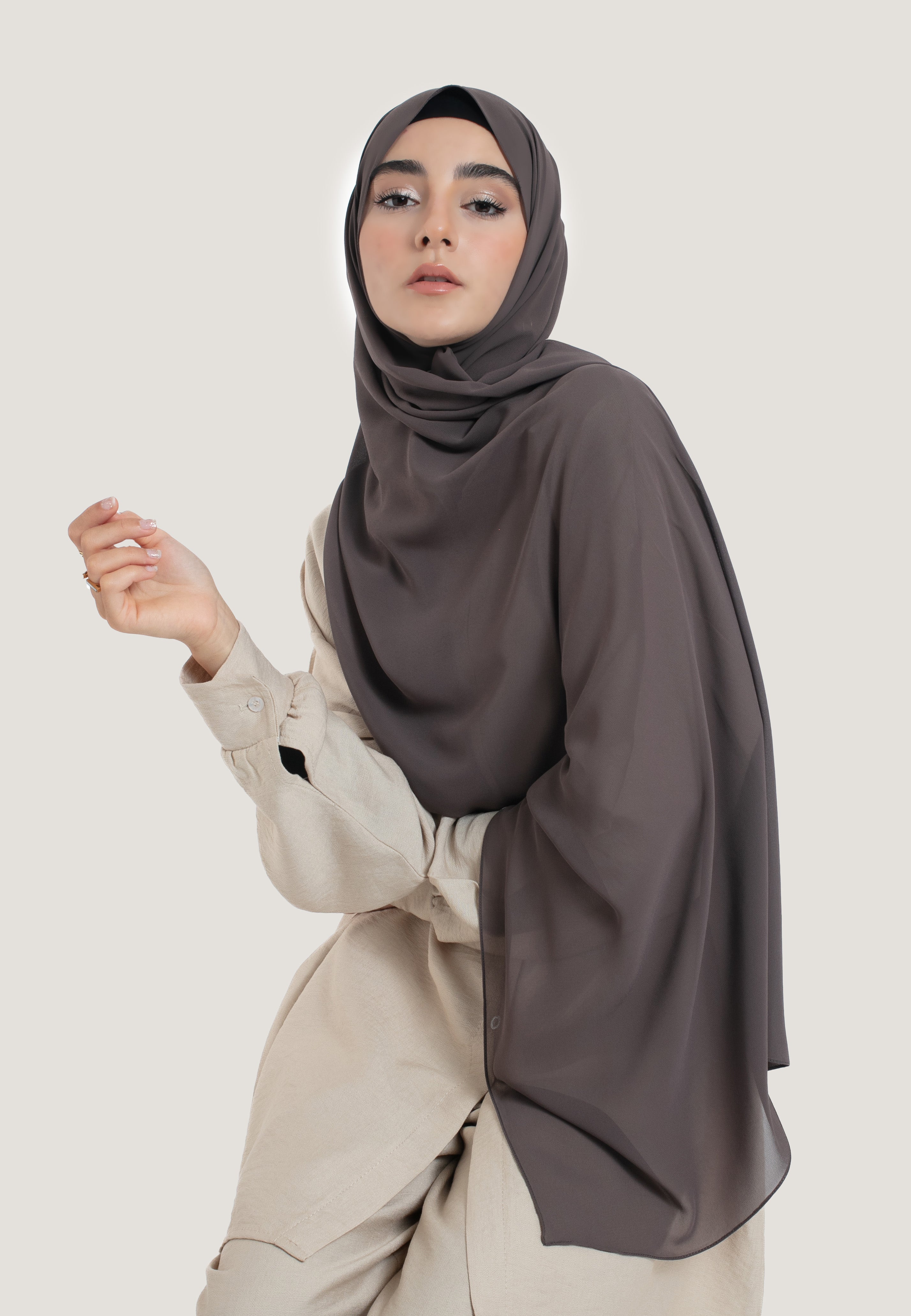 Graphite Crepe Chiffon Hijab