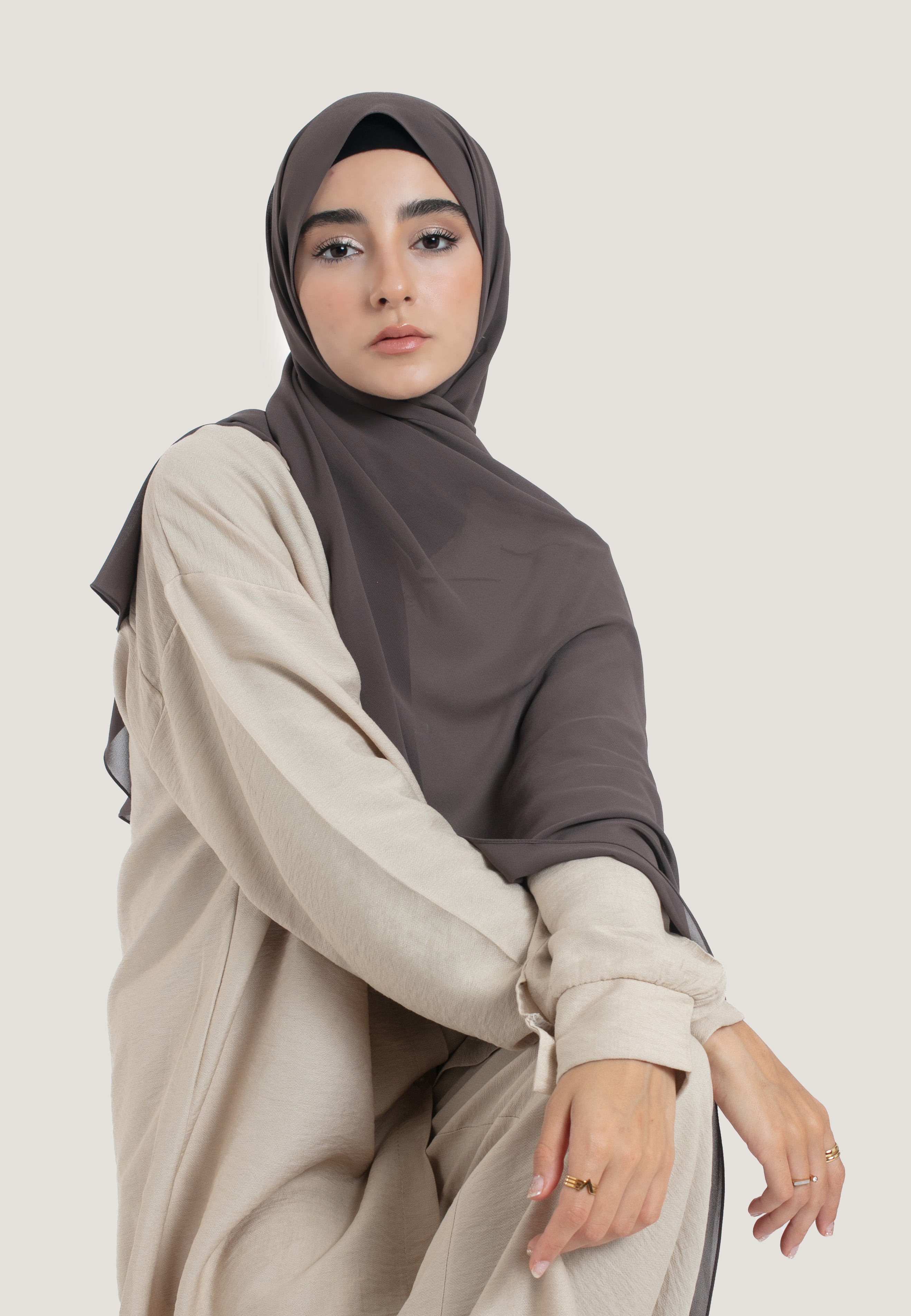 Graphite Crepe Chiffon Hijab