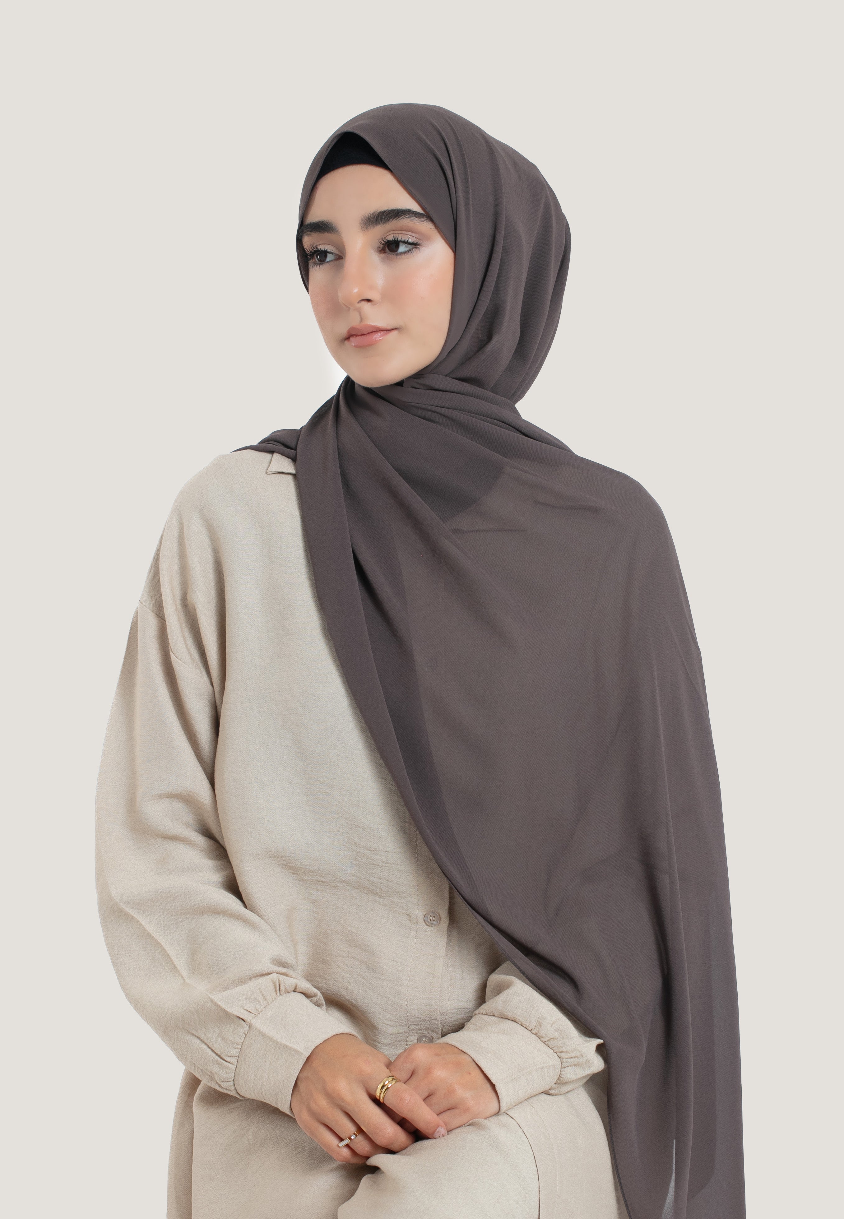 Graphite Crepe Chiffon Hijab