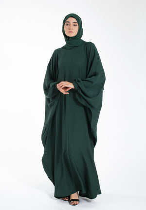 Online Green Farasha with Cuff Sleeves