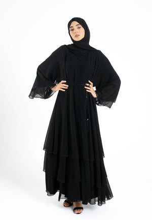 Black-3-Layered-Open-Abaya