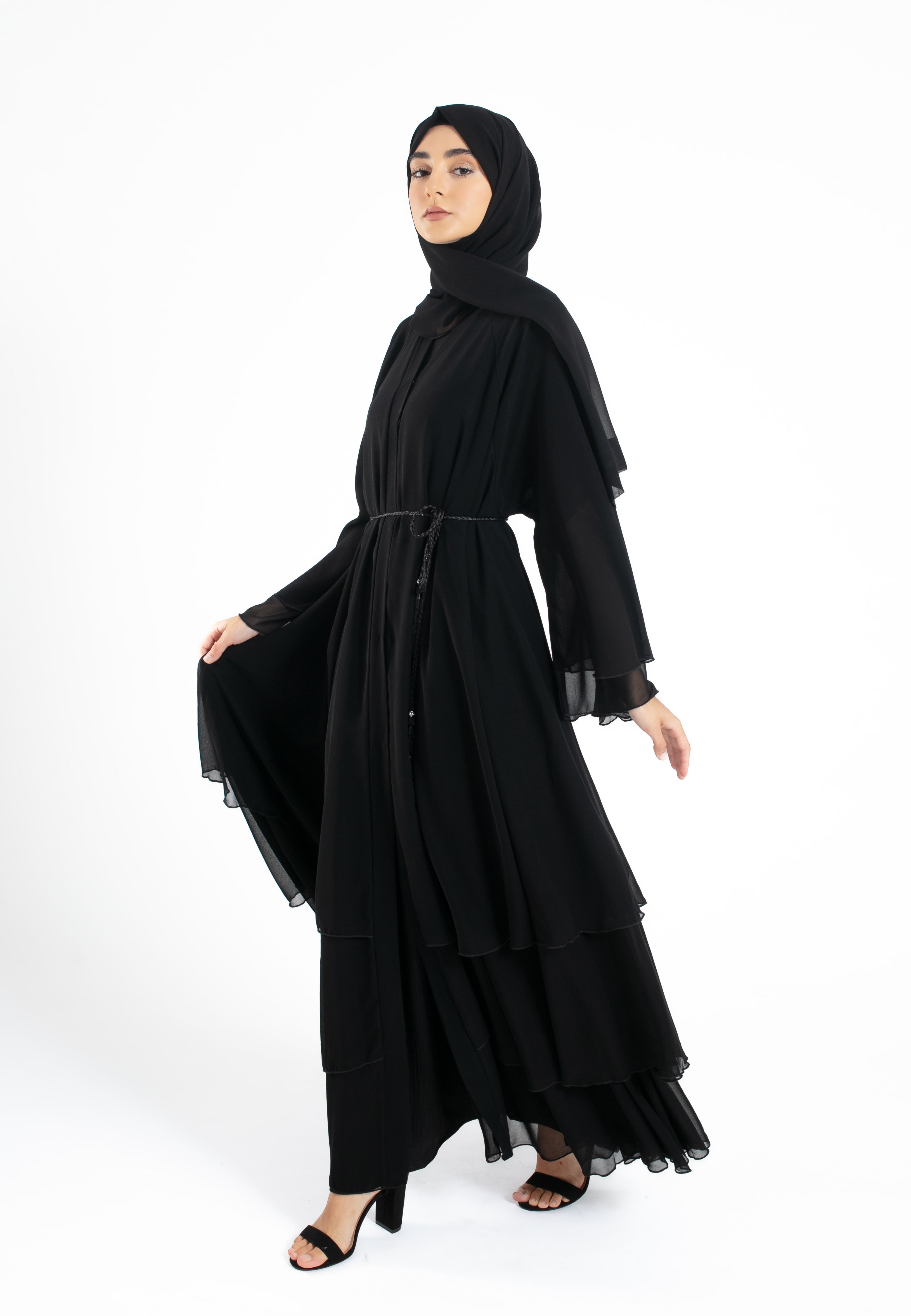 Luxury-Black-3-layered-Abaya