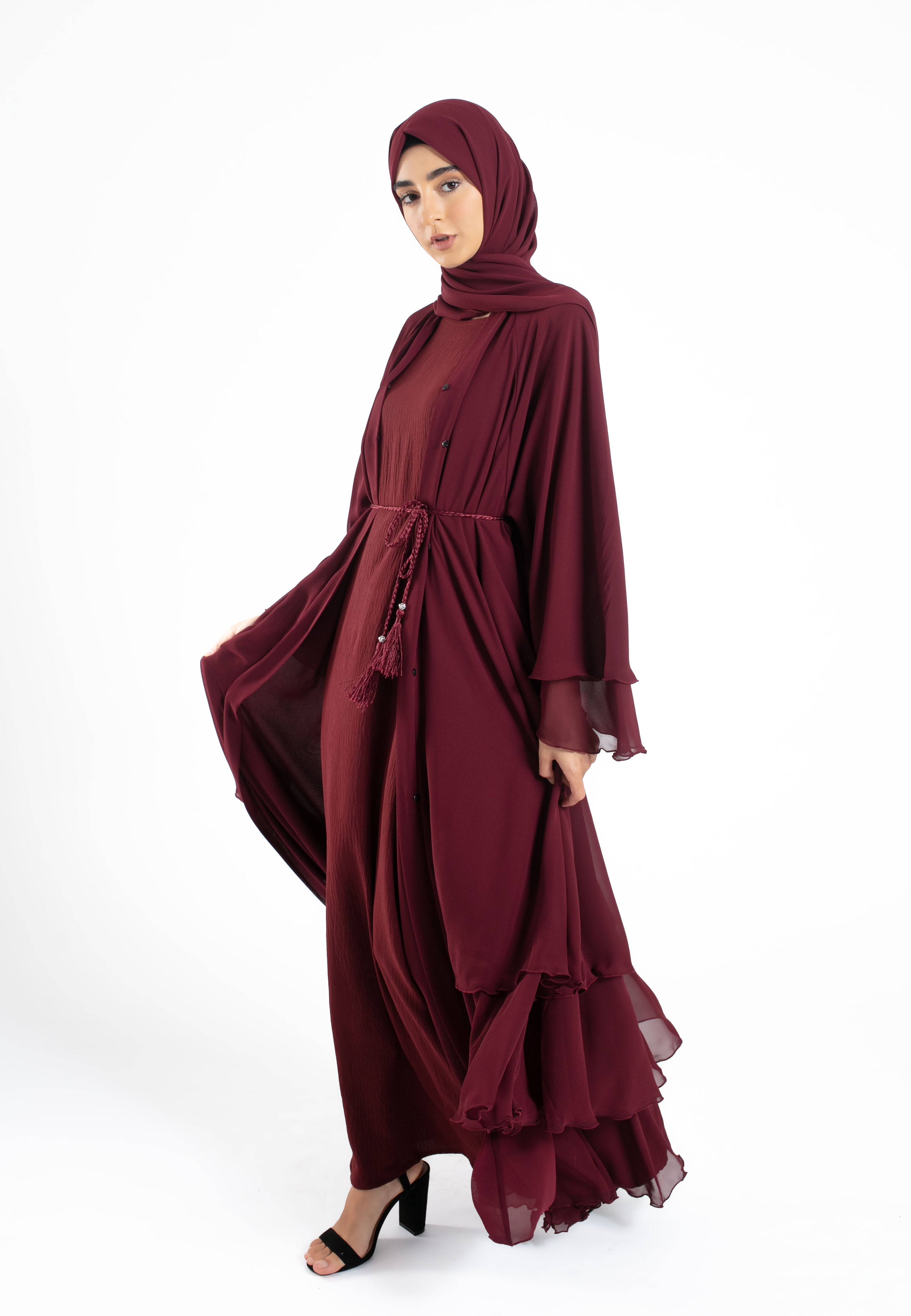 Abaya-Lounge-Layered-Abaya-Burgundy