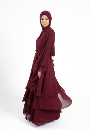 Burgundy-3-Layered-Abaya