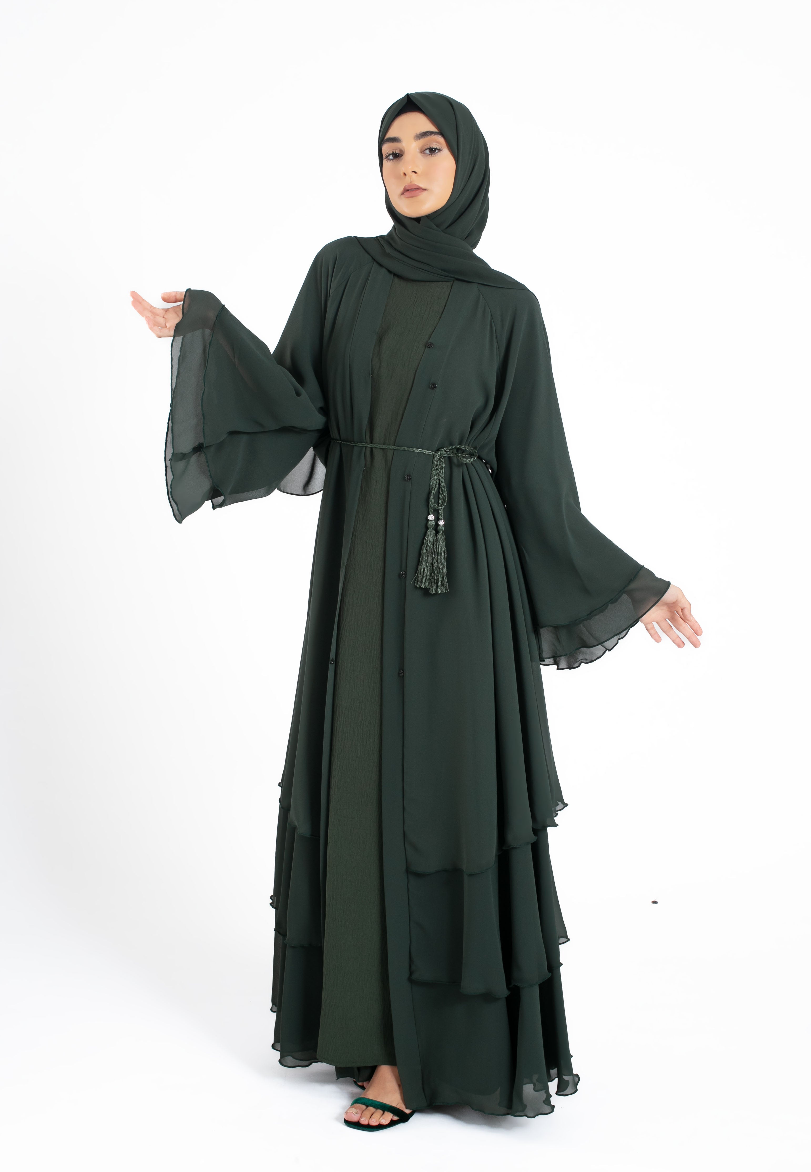 Forest-Green-3-Layered-Abaya