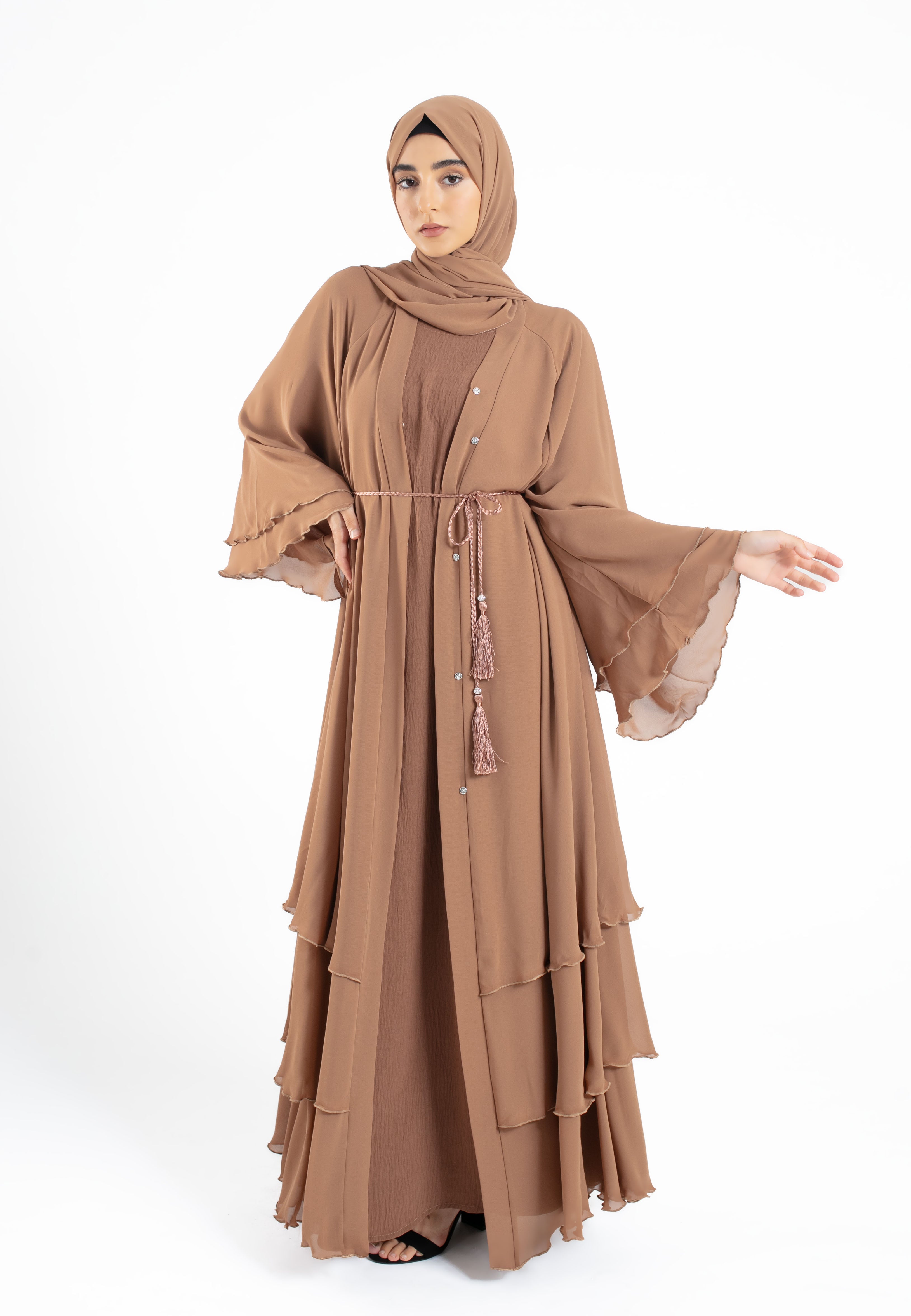 3-Layered-Tan-Abaya