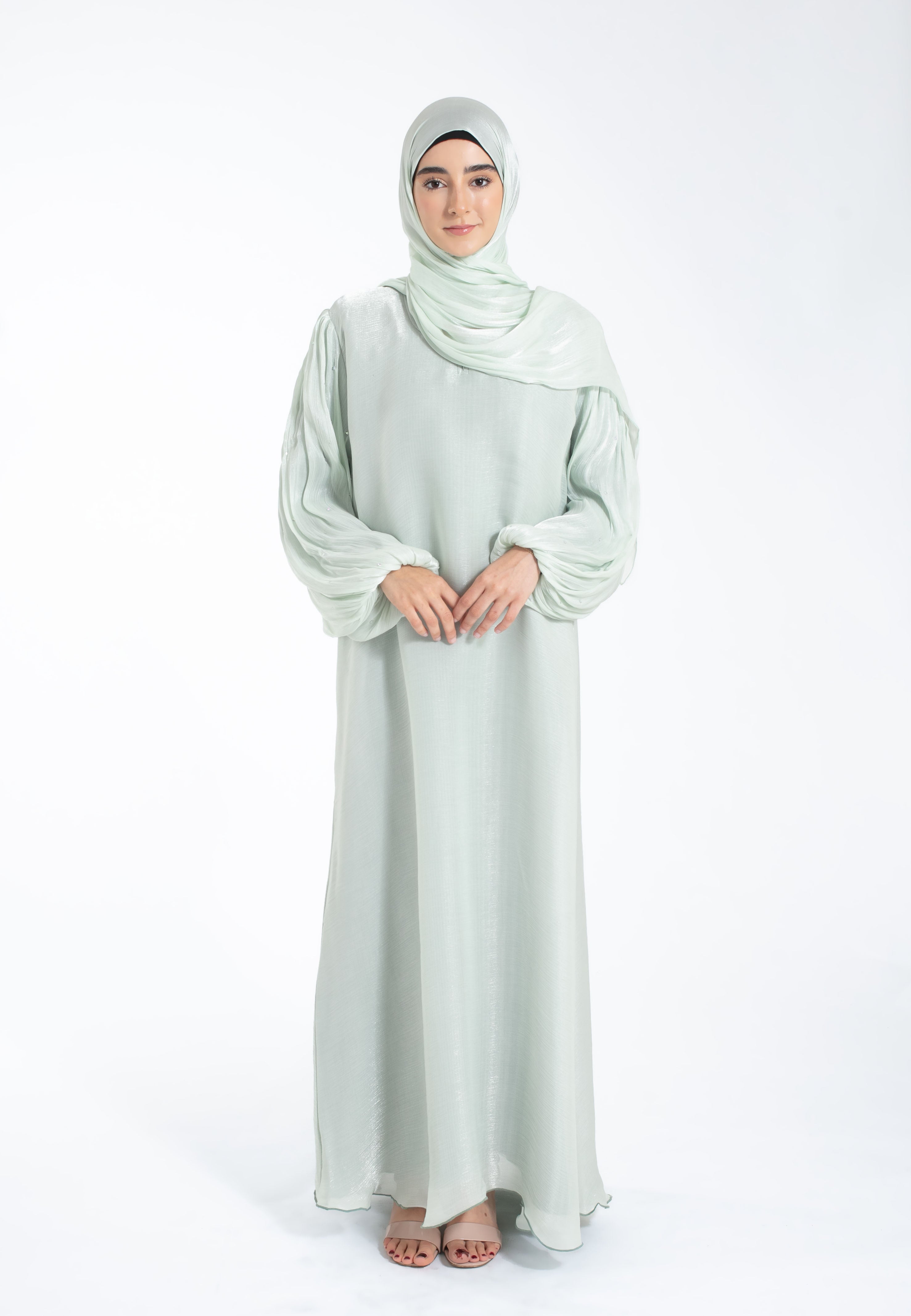 Mint-Organza-Balloon-Sleeves-Abaya