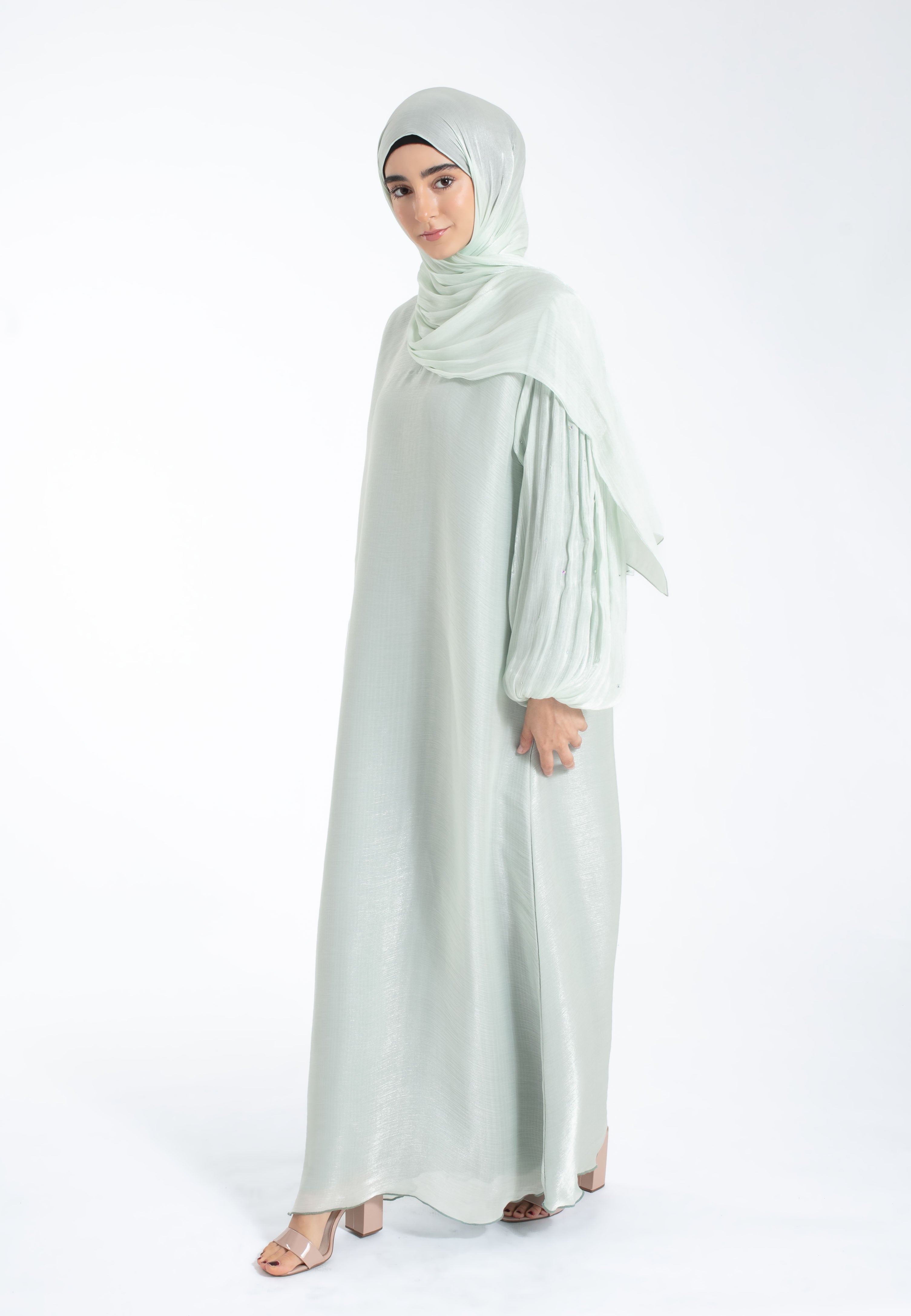 Balloon-Sleeves-Organza-Abaya