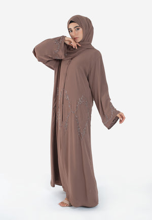 Mocha Embellished Abaya - Side