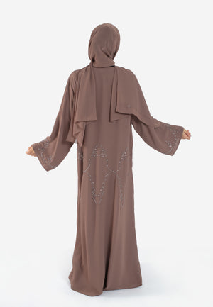 Mocha Embellished Abaya - Back