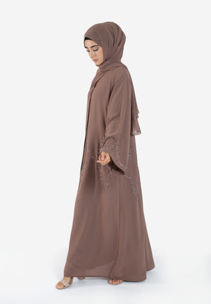 Mocha Embellished Abaya - Side