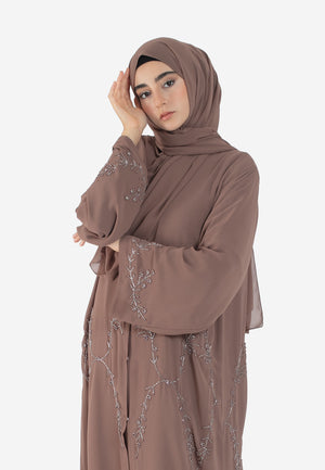 Mocha Embellished Abaya - Details