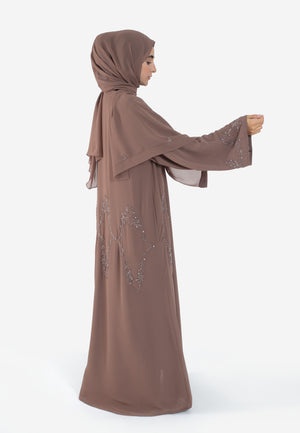 Mocha Embellished Abaya - Side